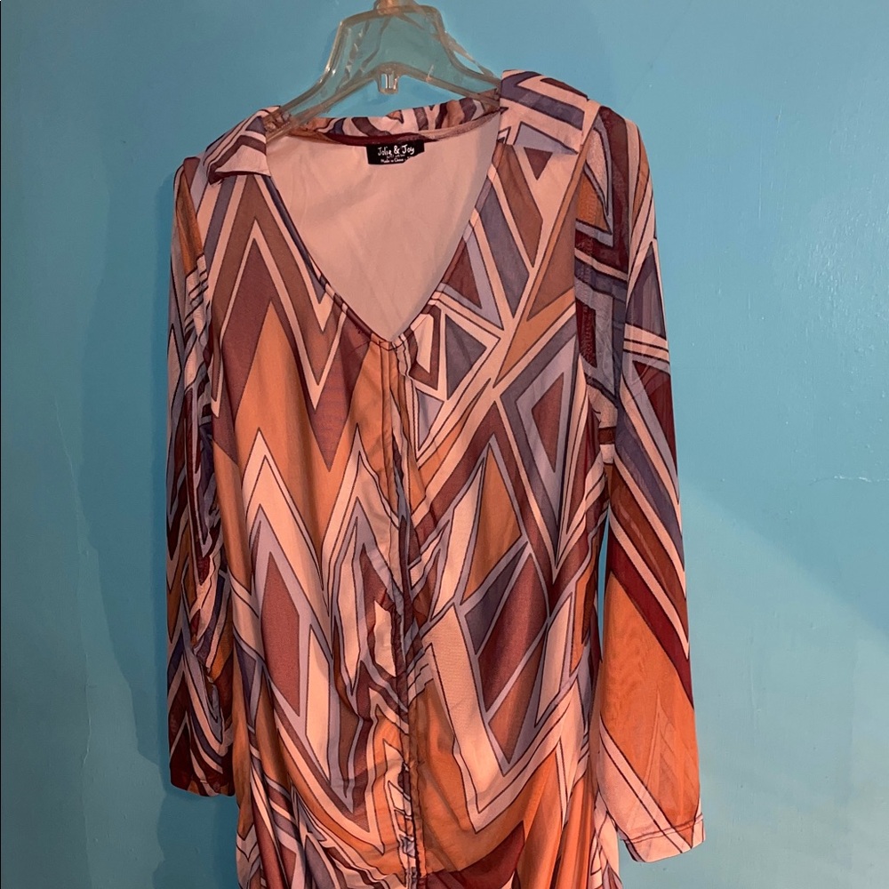 Jolie&Joy brown and tan chevron women’s dress  size large